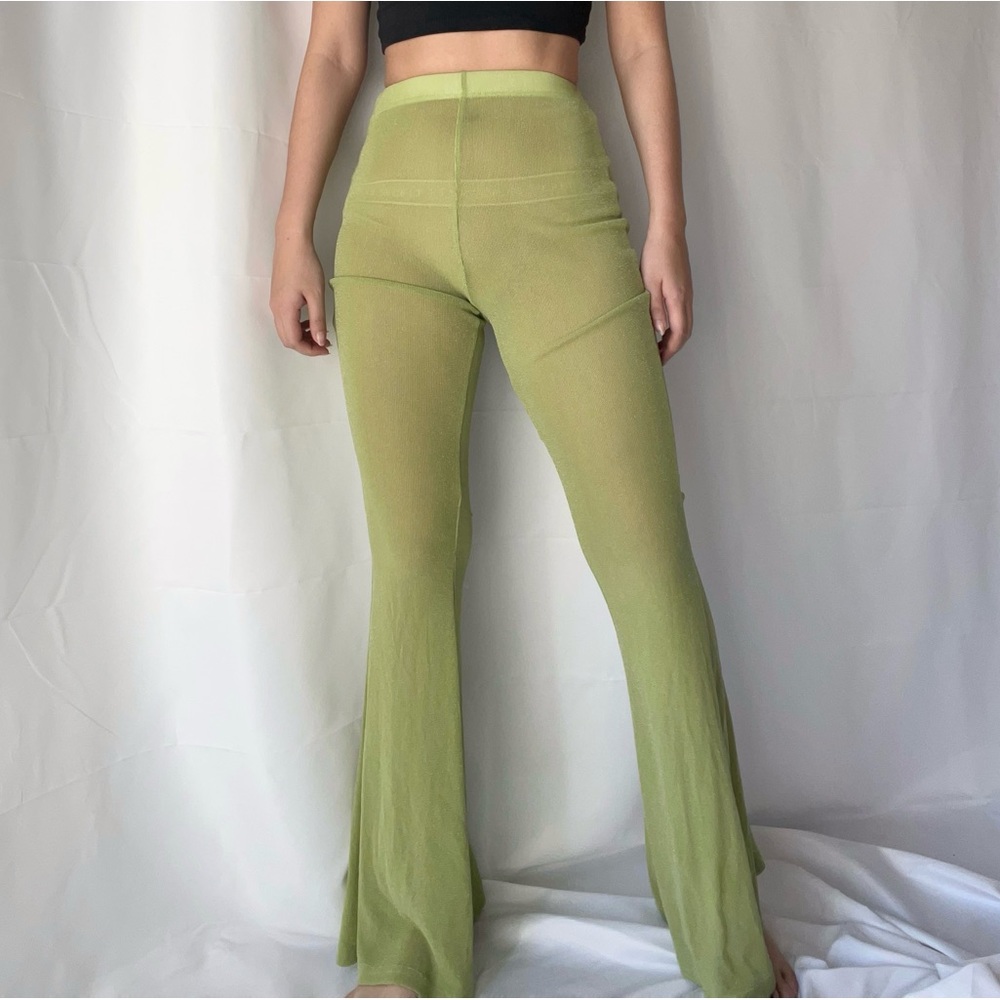 Green Shimmery Flared Coverup Pants